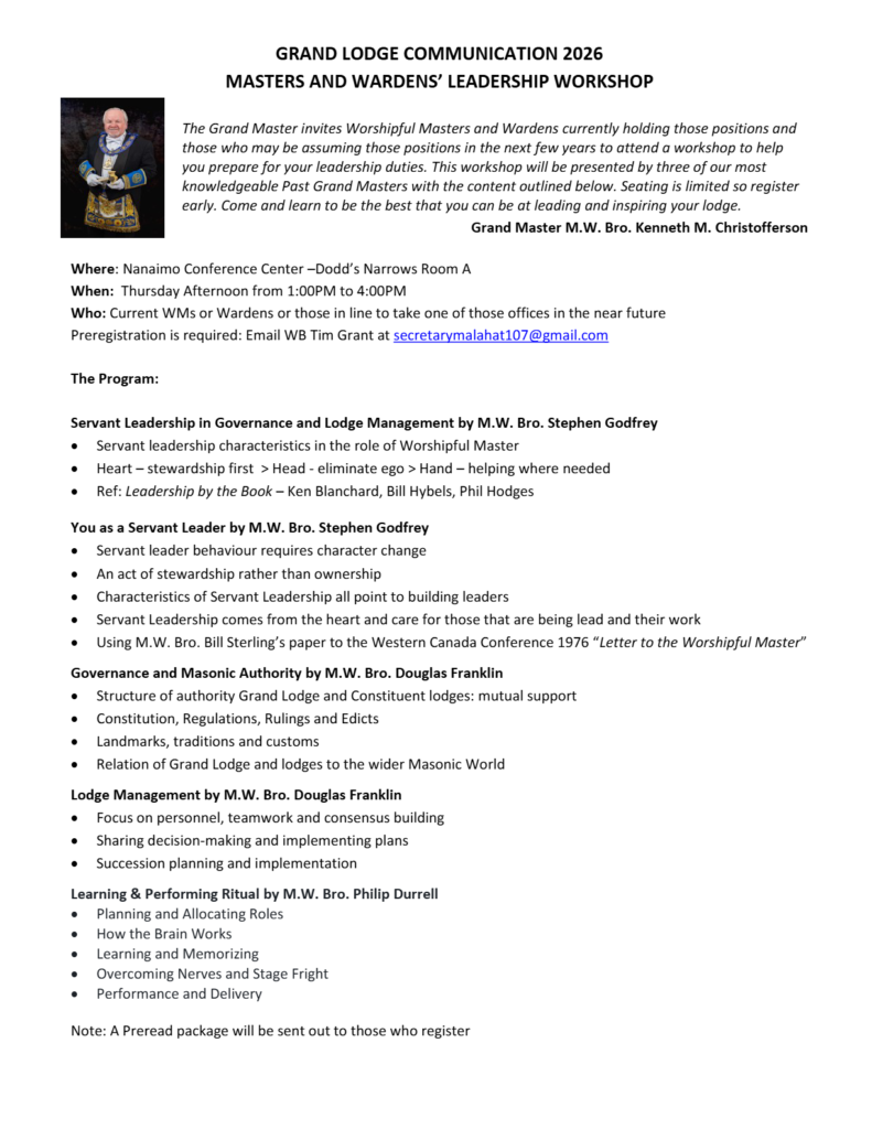 Masters & Warden's Leadership Workshop