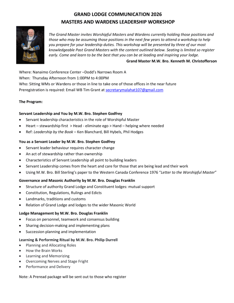 Master & Wardens Leadership Workshop